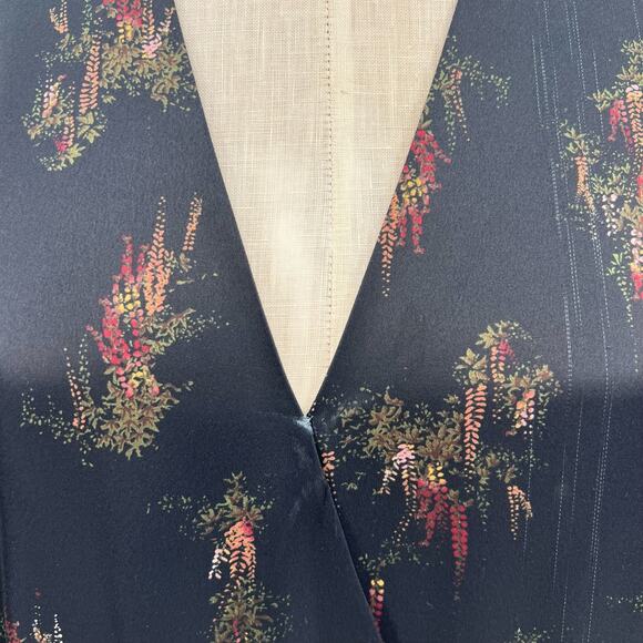 Vince Wisteria Wrap Dress Midi Satin Long Sleeve Black Size XL *Damaged - Picture 5 of 16